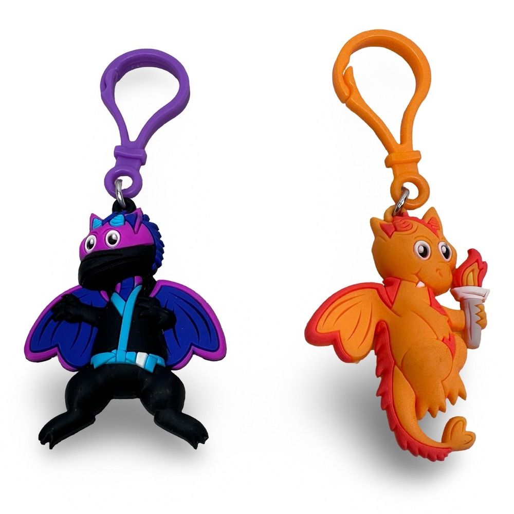 American Heart Association Dragon Keychain Set Ninja‎ and Torch Charms 2pc